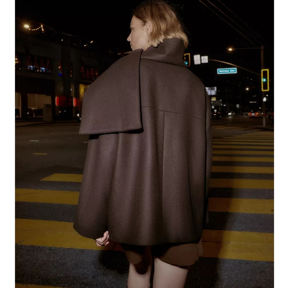 Zara Wool Blend Coat with Scarf - Picture 8 of 13